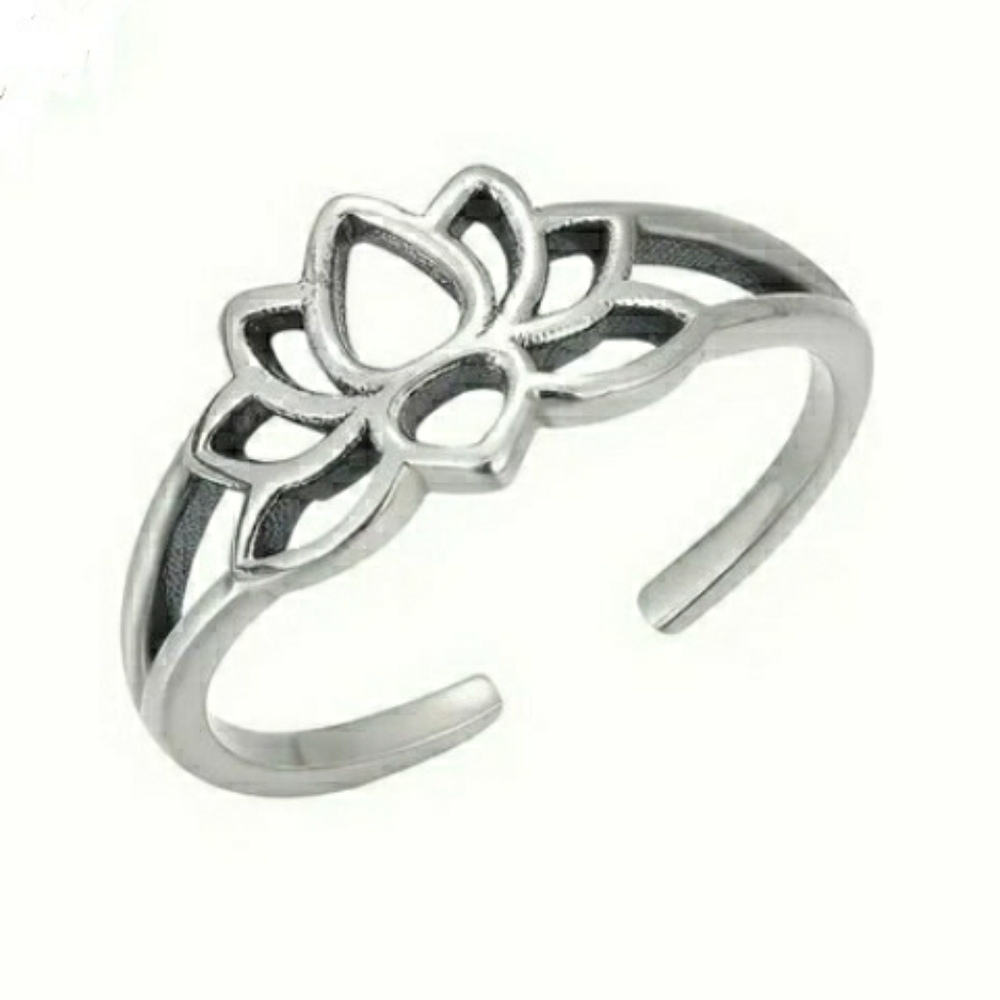 Lotus Toe Ring Silver Adjustable or Finger 🤍 NEW